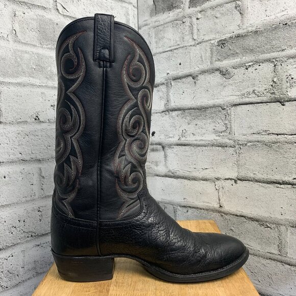 Vintage 90s WM. Moorby Black Leather Western Cowboy Boots - Picture 4 of 15